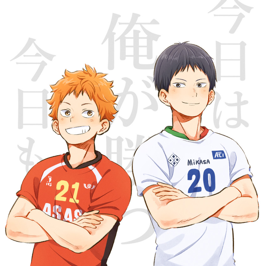 hinata shouyou and kageyama tobio (haikyuu!!) drawn by laugh_111