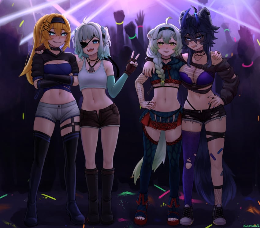 dokibird, mint fantome, laimu, and snuffy (indie virtual youtuber and 4 more) drawn by seraziel