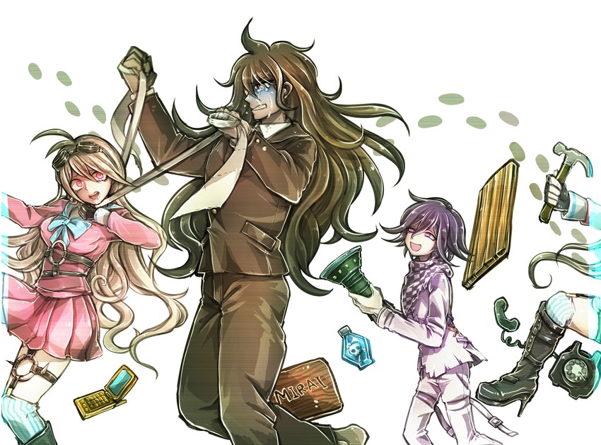 oma kokichi, iruma miu, and gokuhara gonta (danganronpa and 1 more) drawn by riyuta