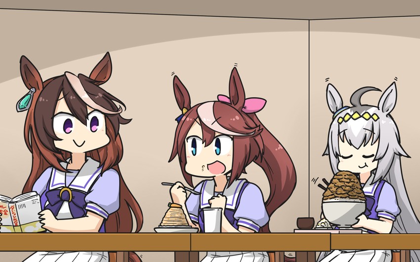 tokai teio, symboli rudolf, and oguri cap (umamusume) drawn by hamu_koutarou