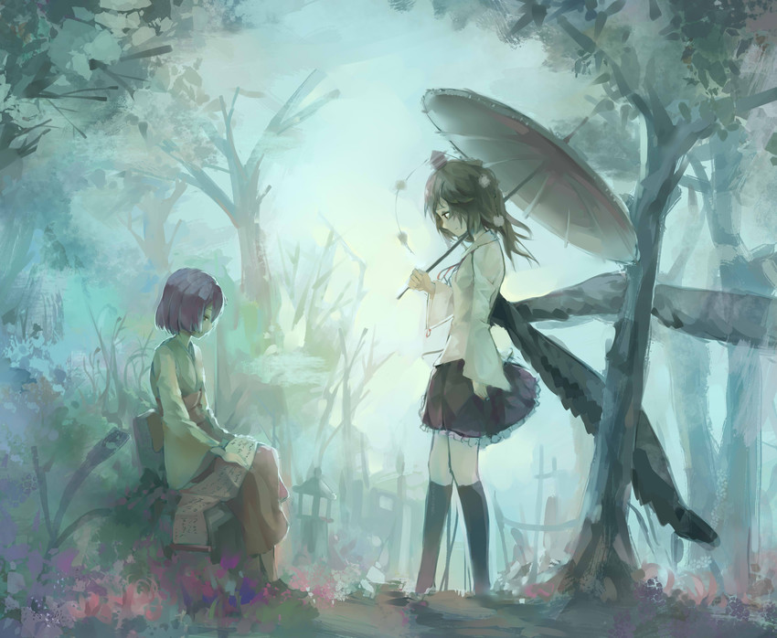 shameimaru aya and hieda no akyuu (touhou) drawn by huanxiang_heitu