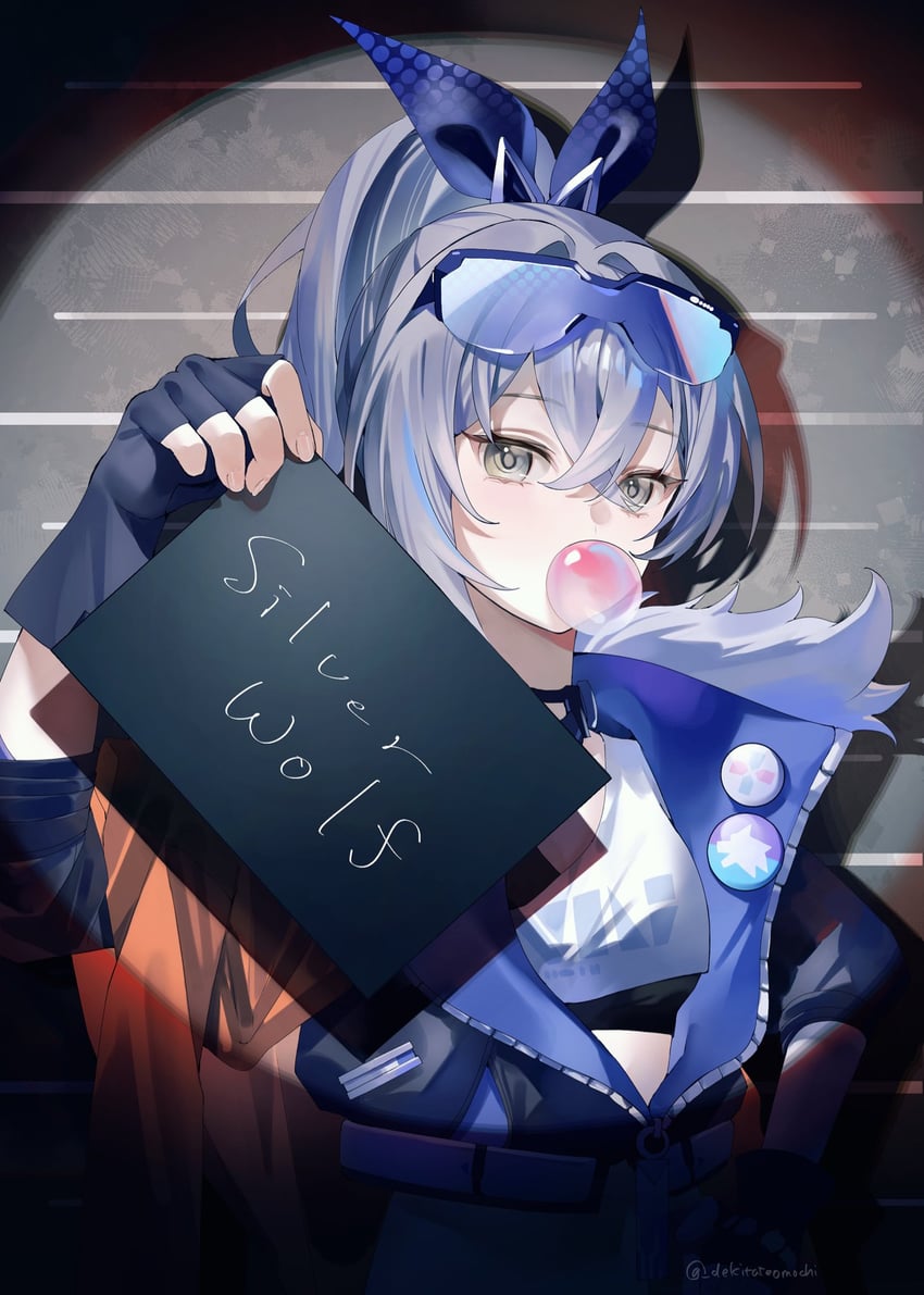 silver wolf (honkai and 2 more) drawn by dekitateomoti