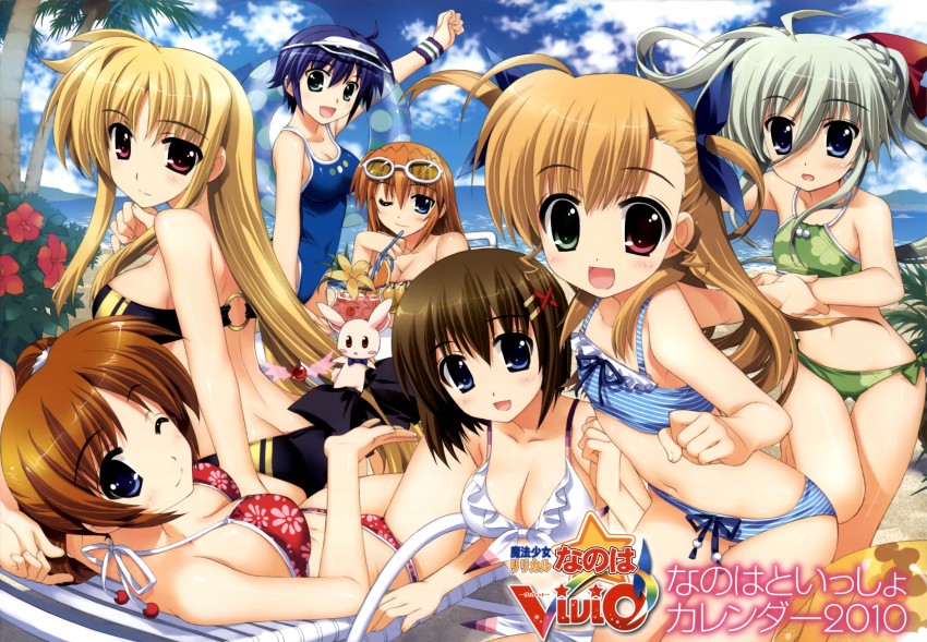 fate testarossa, takamachi nanoha, yagami hayate, vivio, subaru nakajima, and 3 more (lyrical nanoha and 1 more) drawn by fujima_takuya