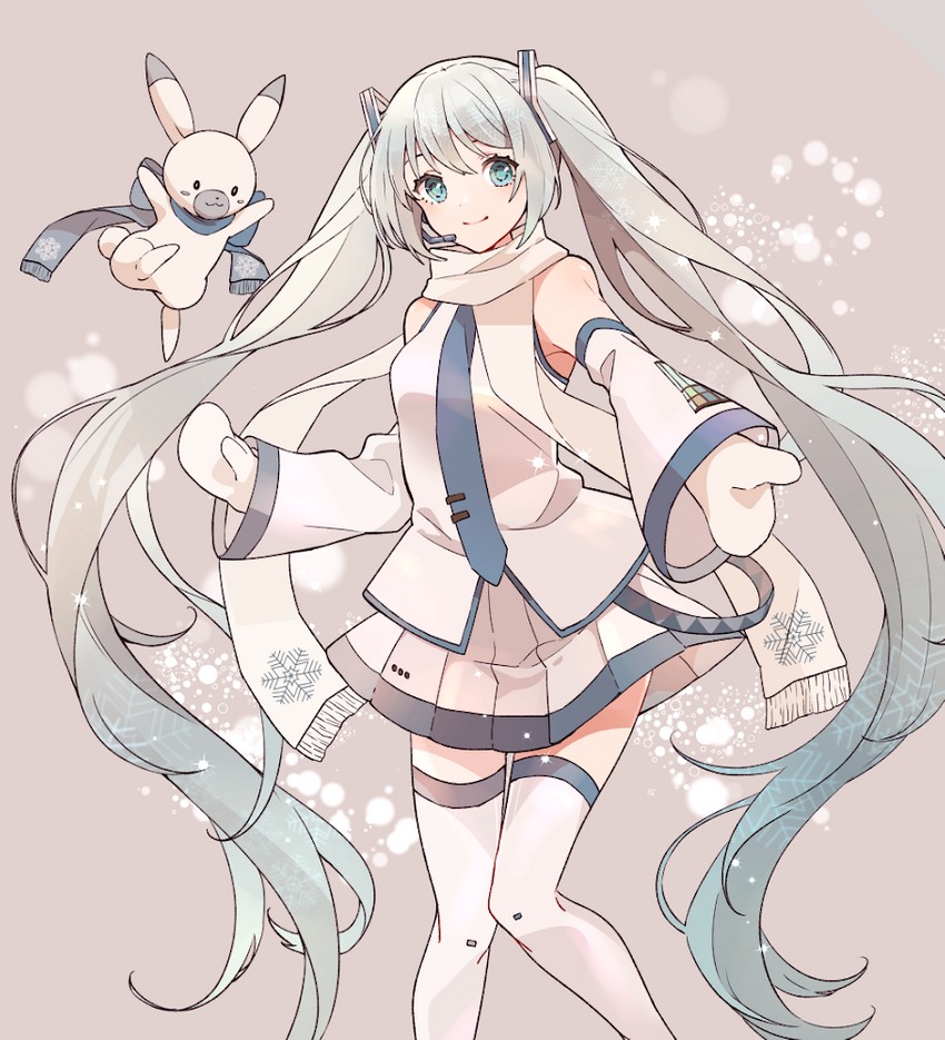 hatsune miku, yuki miku, and rabbit yukine (vocaloid) drawn by shakemi_(sake_mgmgmg)
