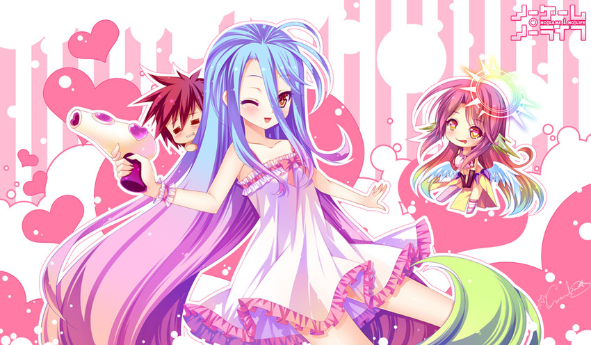 jibril, shiro, and sora (no game no life) drawn by grandia_koori