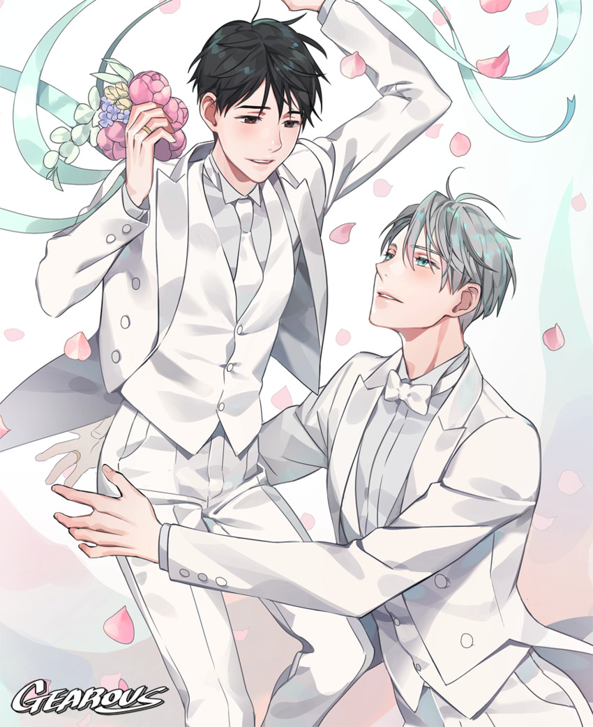 katsuki yuuri and viktor nikiforov (yuri!!! on ice) drawn by gearous