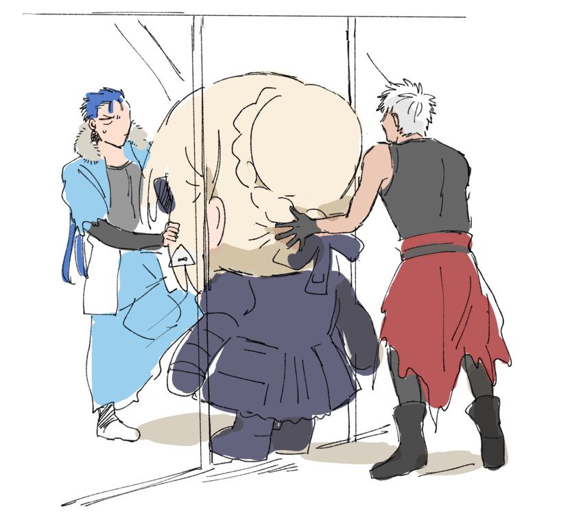 artoria pendragon, saber alter, archer, cu chulainn, and archer alter (fate and 2 more) drawn by funako_(hatoda)
