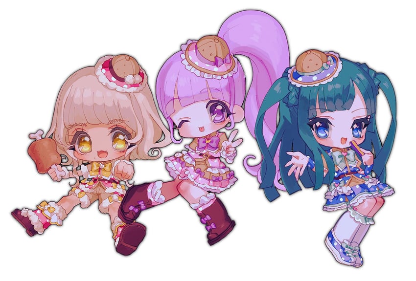 manaka non, tsukikawa chili, and taiyo pepper (pretty series and 1 more) drawn by yuiitsu