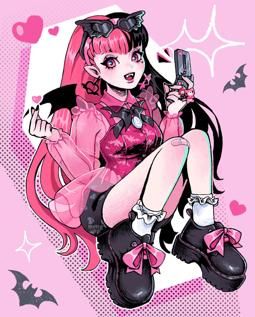 gloomy bear and draculaura (monster high and 1 more) drawn by meloramylin