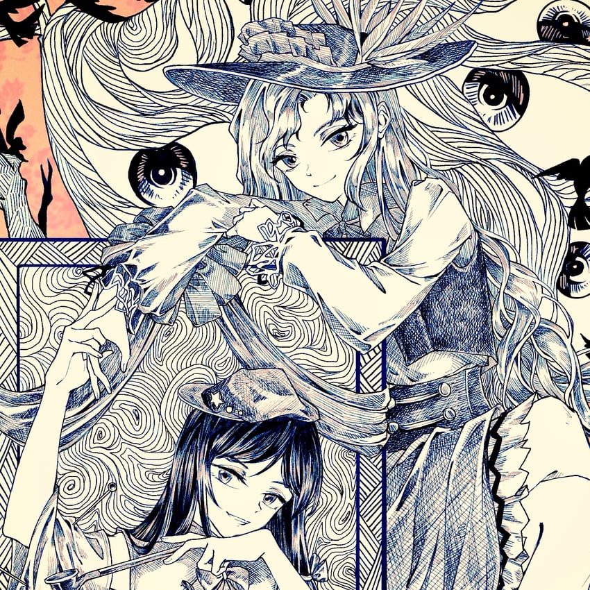 jacket girl and label girl (touhou and 1 more) drawn by 1256310514