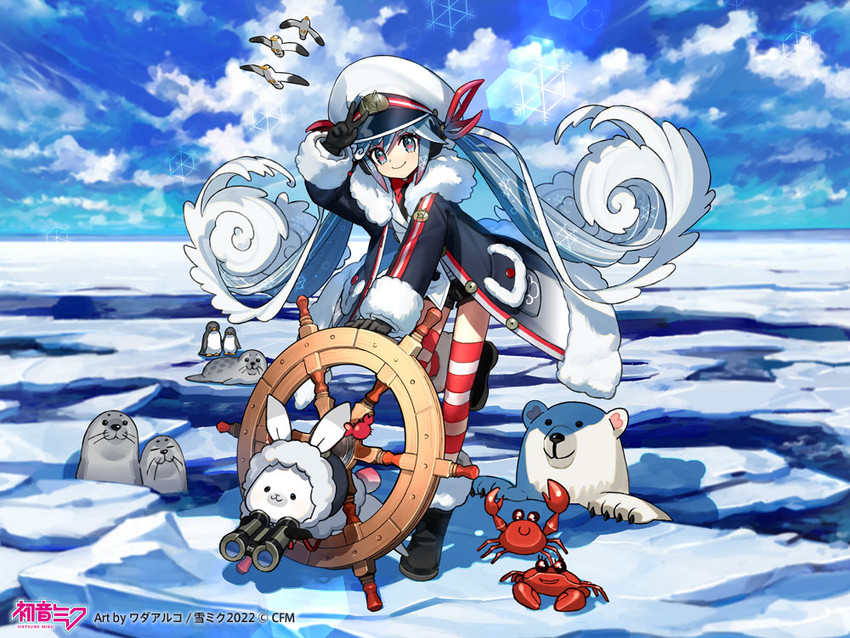hatsune miku, yuki miku, and rabbit yukine (vocaloid) drawn by wada_arco