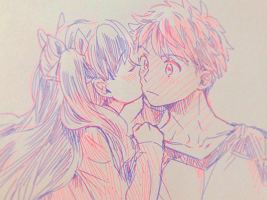 tohsaka rin and emiya shirou (fate and 2 more) drawn by kamome_kigi_ga