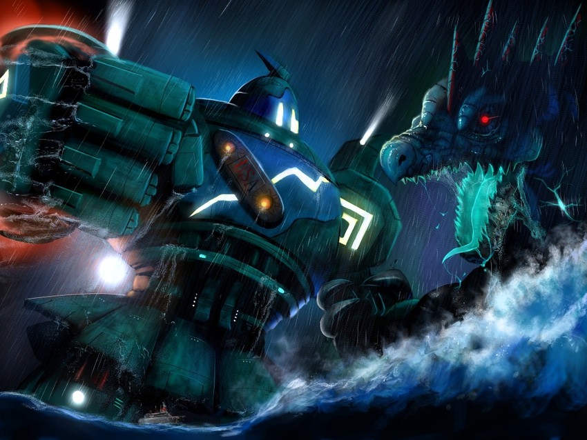 feraligatr and golurk (pokemon and 1 more) drawn by cosmo_(465lilia)