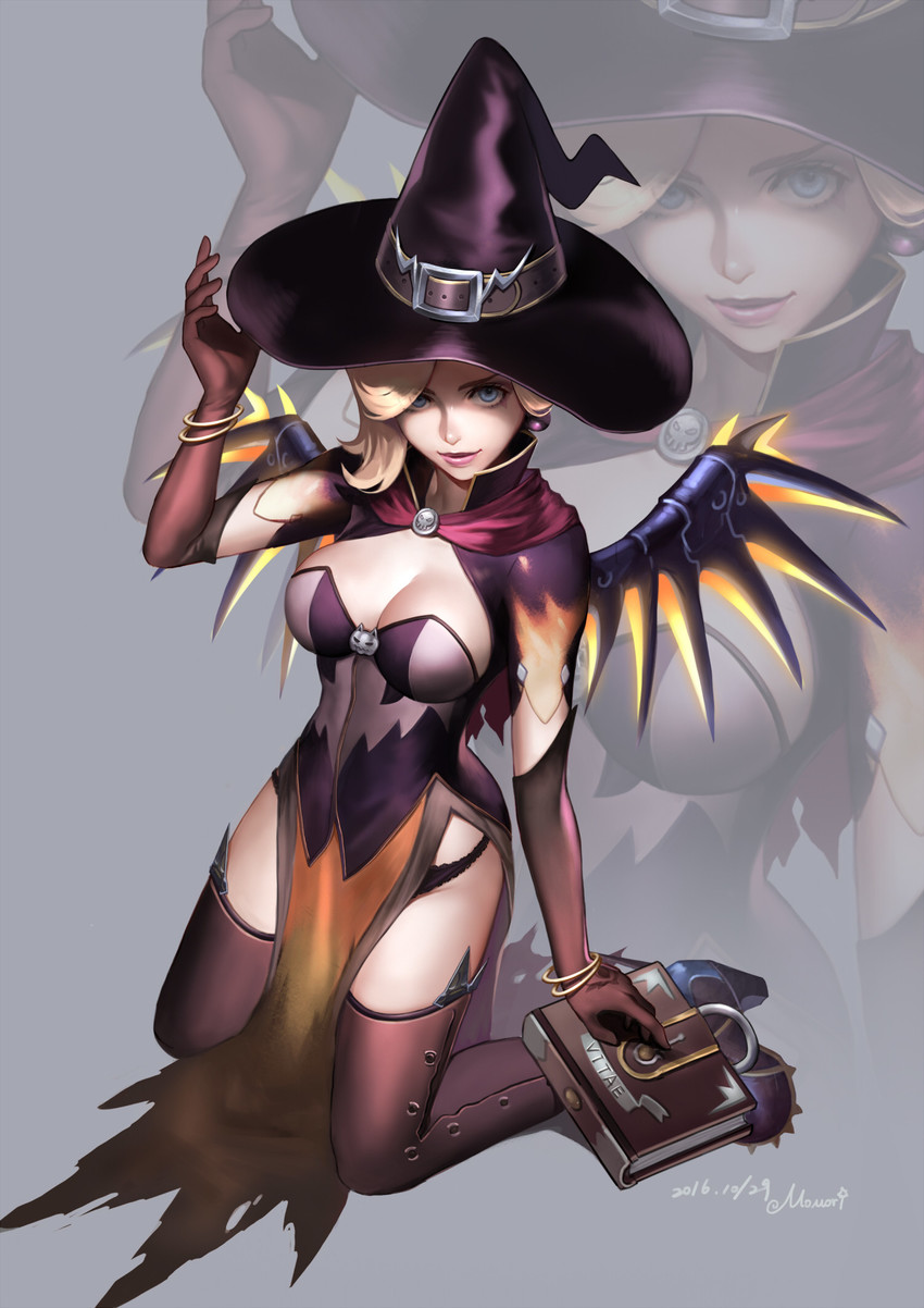 mercy and witch mercy (overwatch and 1 more) drawn by momori