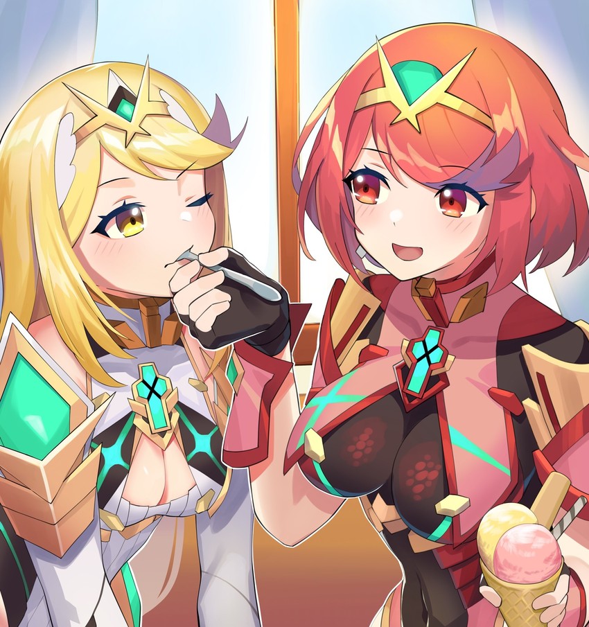 pyra and mythra (xenoblade chronicles and 1 more) drawn by katwo