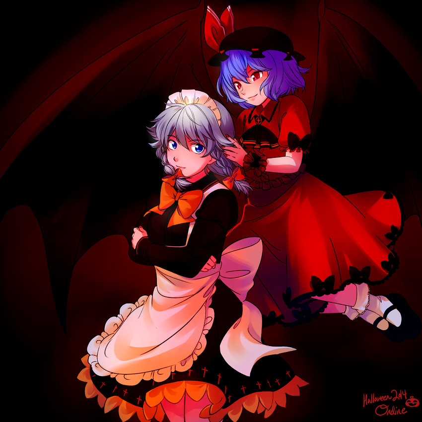 remilia scarlet and izayoi sakuya (touhou) drawn by roarke_(lavenderincubus)