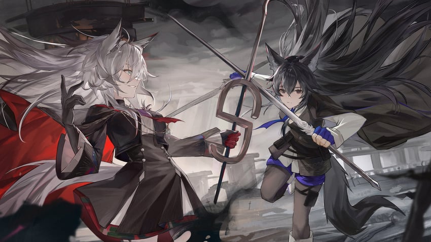 texas, lappland, texas the omertosa, and lappland the decadenza (arknights) drawn by user_ppwp7555