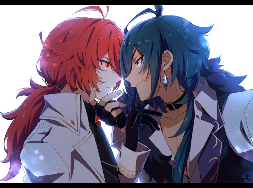 diluc and kaeya (genshin impact) drawn by yuu_(mboj_fdk)