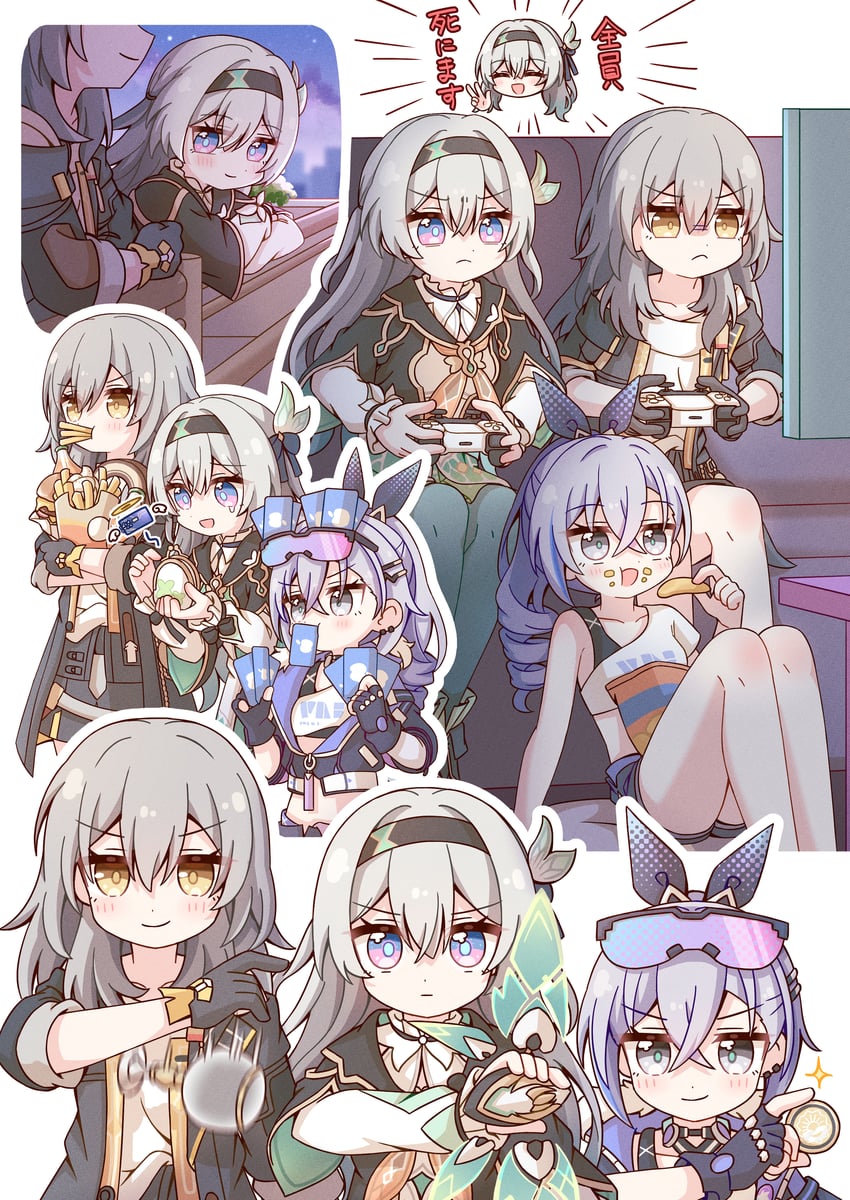 trailblazer, firefly, stelle, and silver wolf (honkai and 2 more) drawn by yoshinao_(yoshinao_0203)