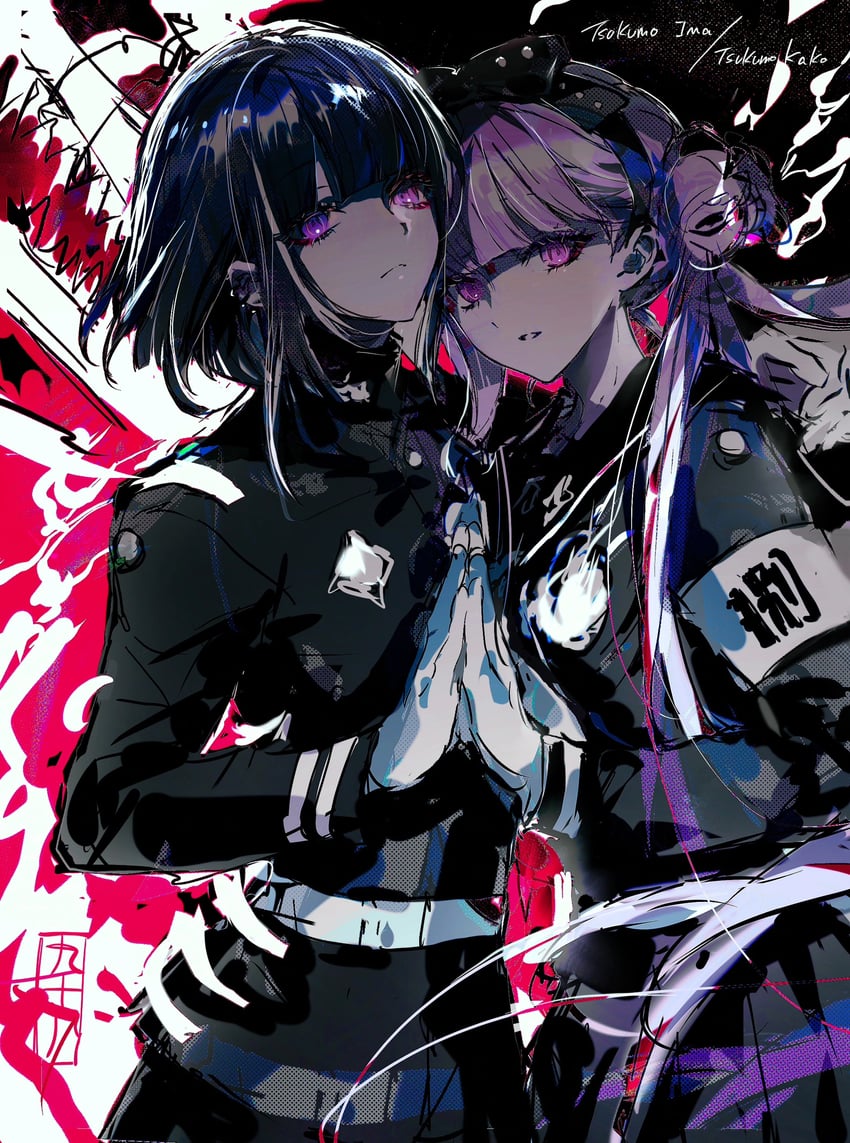 tsukumo kako and tsukumo ima (the hundred line -last defense academy-) drawn by hanaseto
