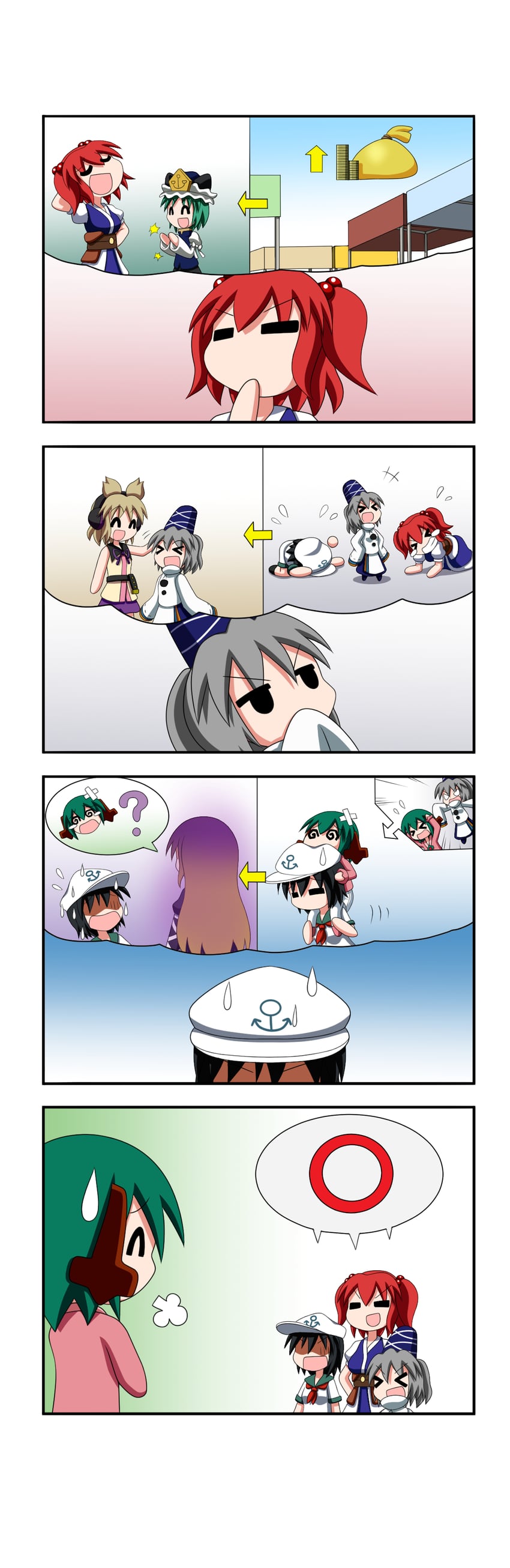 hijiri byakuren, toyosatomimi no miko, mononobe no futo, shiki eiki, onozuka komachi, and 2 more (touhou) drawn by rakugaki-biyori