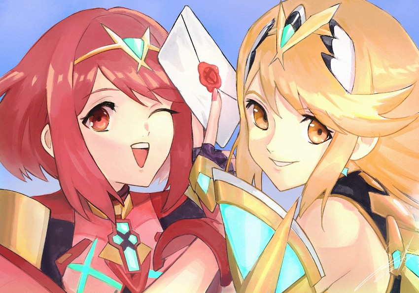 pyra and mythra (xenoblade chronicles and 2 more) drawn by shutwig