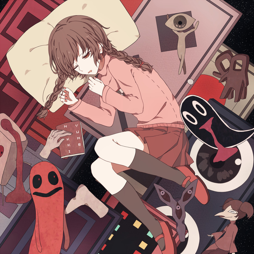 madotsuki, kyukkyu-kun, toriningen, tokuto-kun, frog character, and 2 more (yume nikki) drawn by onibi_(gxx1996717)