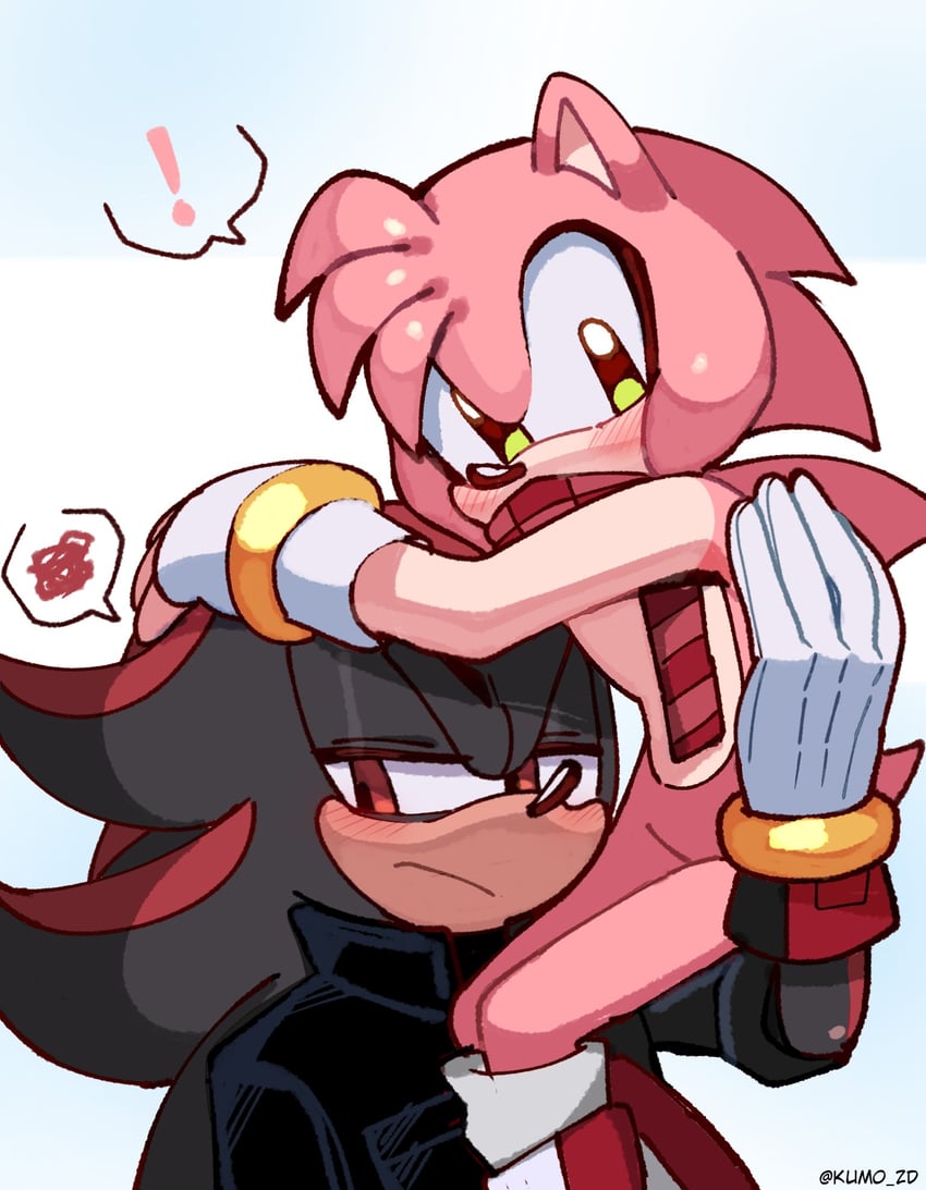 shadow the hedgehog and amy rose (sonic) drawn by kumo_zd
