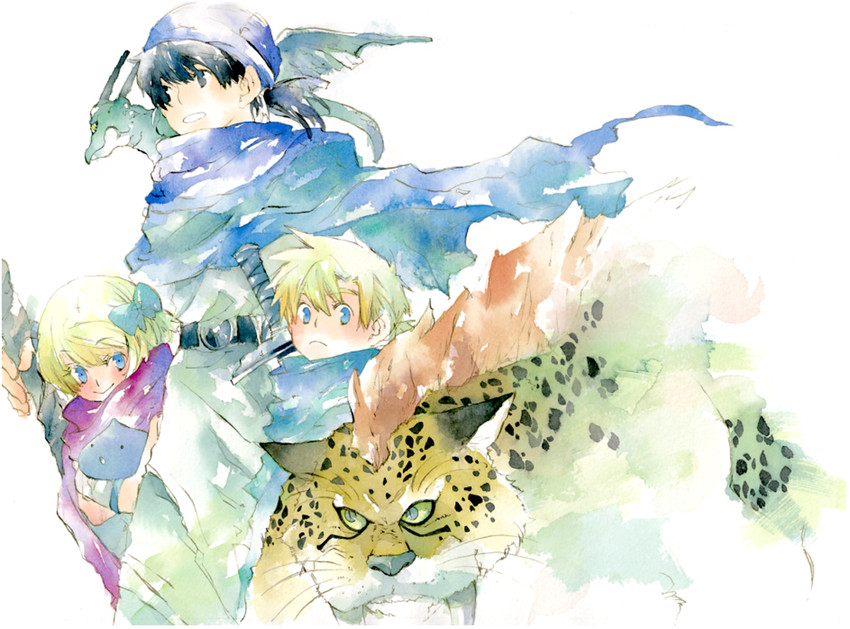 slime, hero, hero's daughter, hero's son, and borongo (dragon quest and 1 more) drawn by migii_(tenra_banshou)