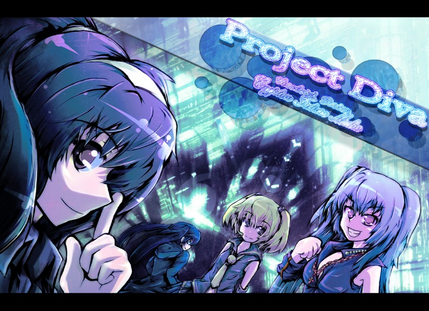 hatsune miku, black rock shooter, akita neru, and hagane miku (vocaloid and 1 more) drawn by tanashi_(mk2)