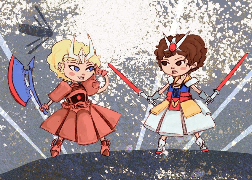 char aznable, rx-78-2 gundam, amuro ray, and zaku ii s char custom (gundam and 1 more) drawn by robin_e_kaplan