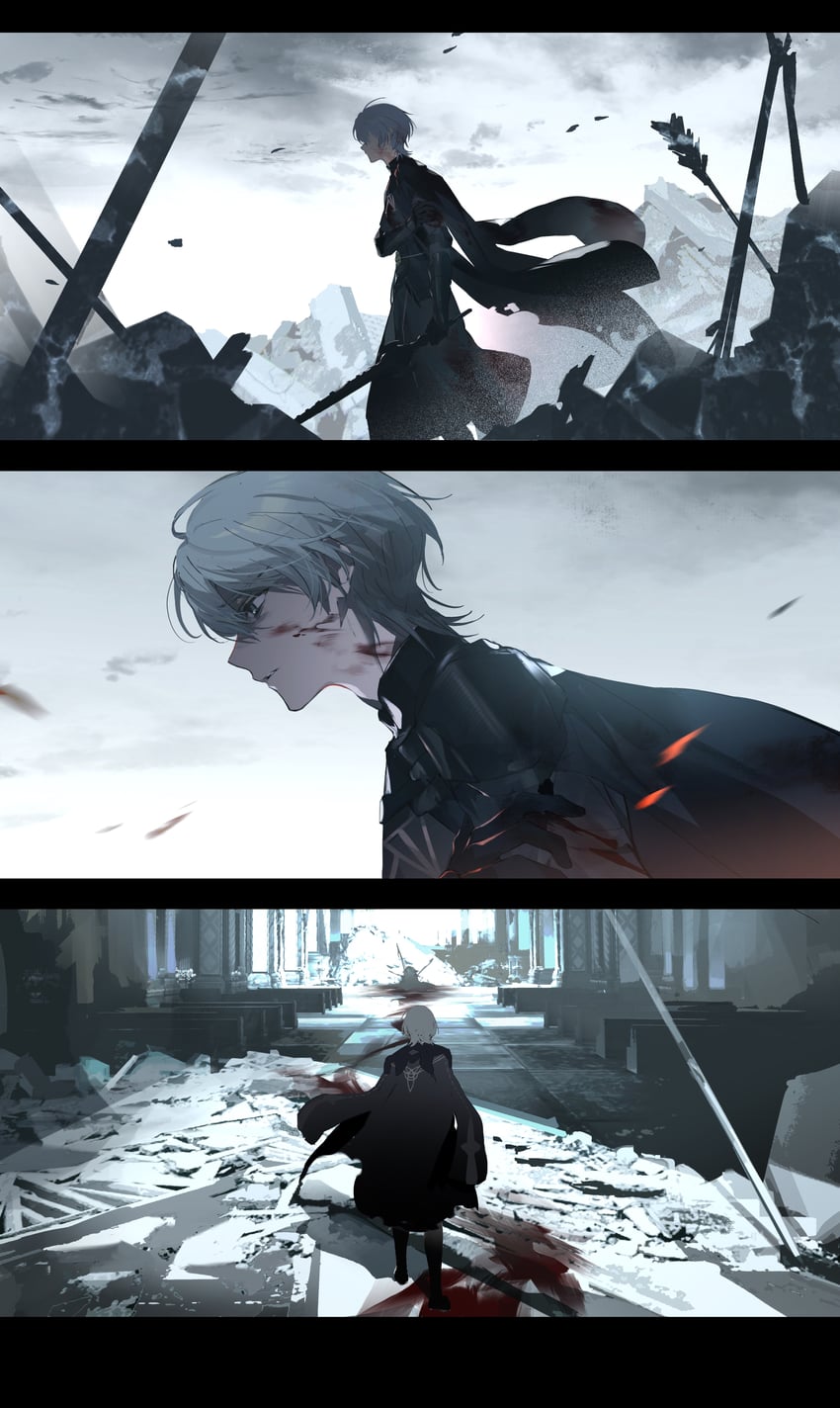 dimitri alexandre blaiddyd and male byleth (fire emblem and 1 more) drawn by ameinu