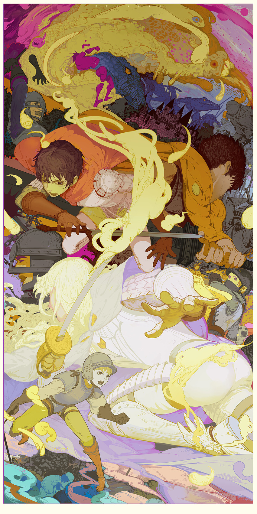 guts, griffith, casca, judeau, pippin, and 1 more (berserk) drawn by hunsay