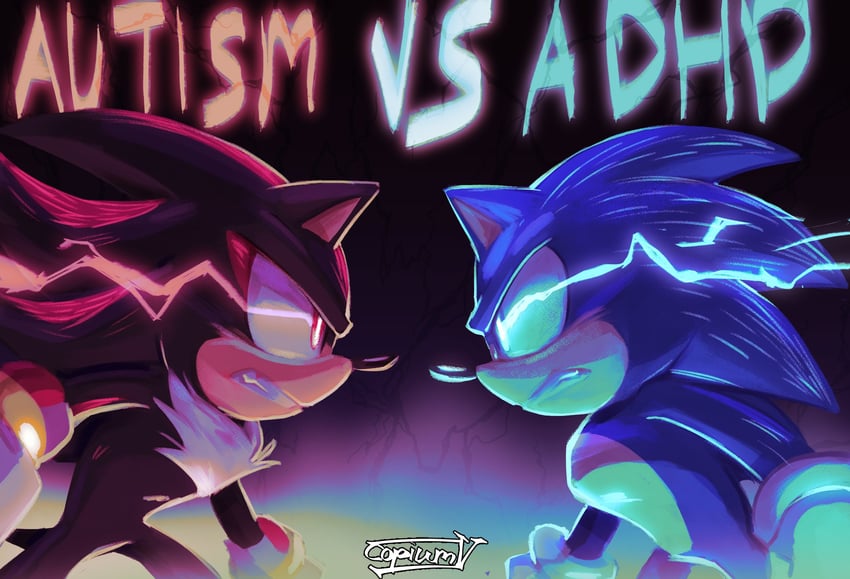 sonic the hedgehog and shadow the hedgehog (sonic and 1 more) drawn by copium_v