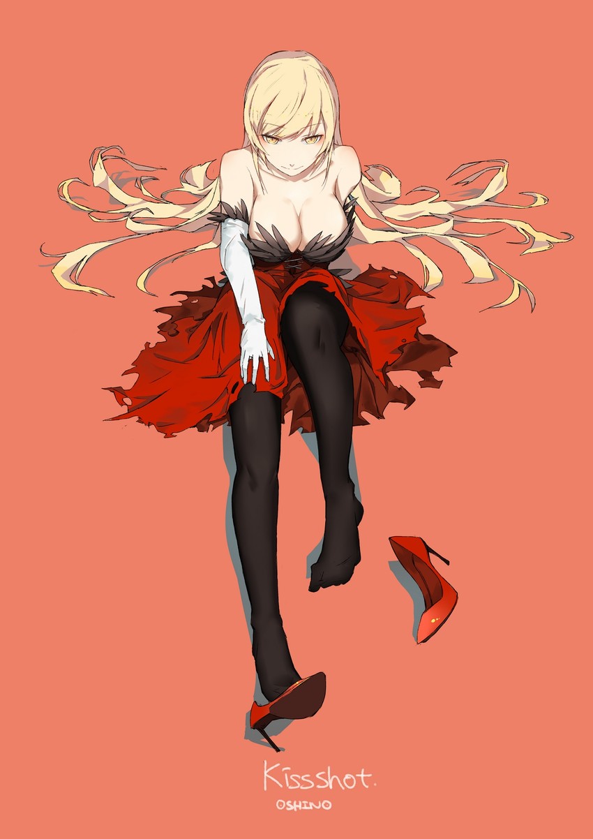 oshino shinobu and kiss-shot acerola-orion heart-under-blade (monogatari and 1 more) drawn by oshino_yeye