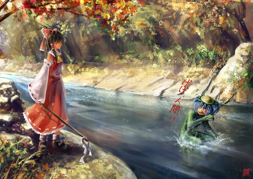 hakurei reimu and kawashiro nitori (touhou) drawn by ni_piao_xiancai