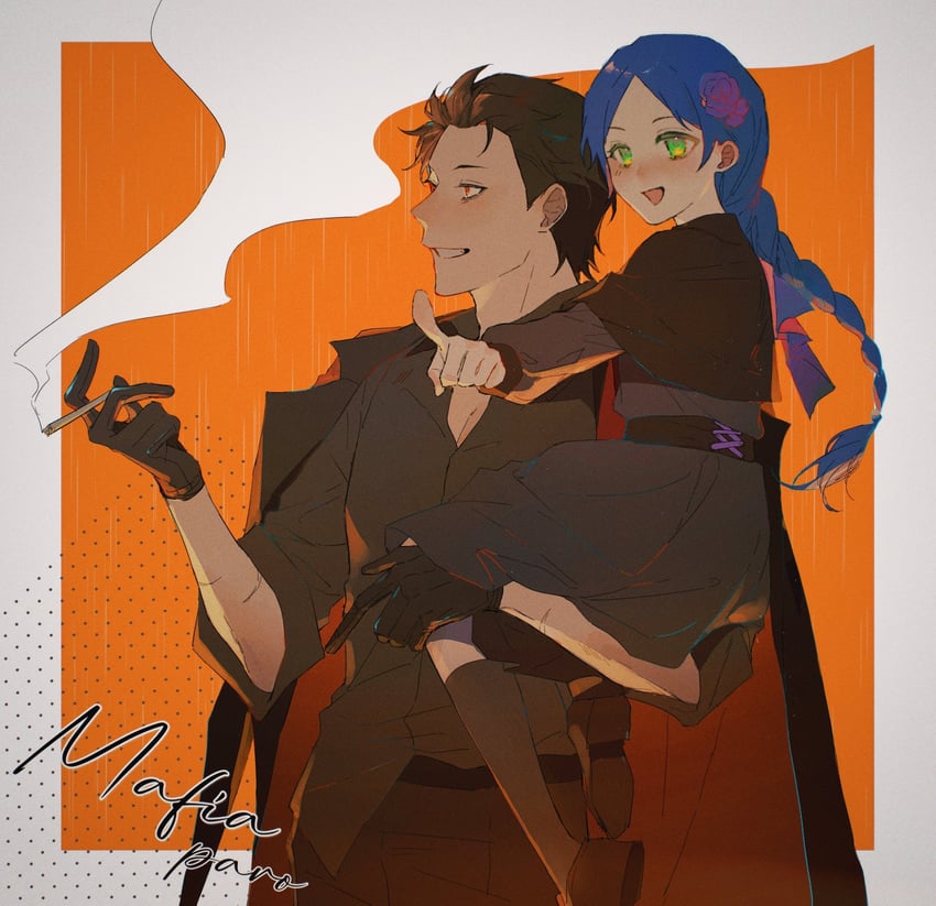 natsuki subaru and meili portroute (re:zero kara hajimeru isekai seikatsu and 1 more) drawn by span_(shibanyu63868)