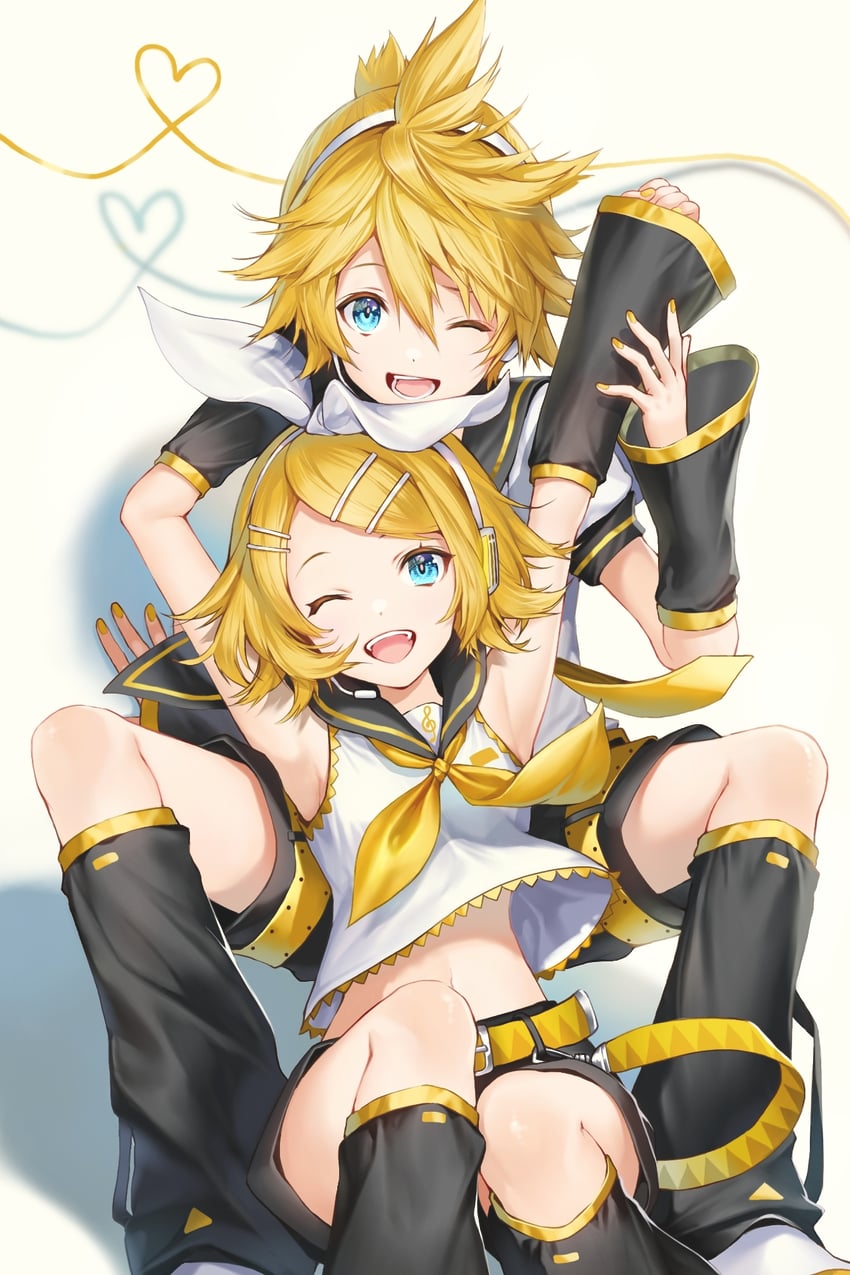 kagamine rin and kagamine len (vocaloid and 1 more) drawn by sanji_(piapro)