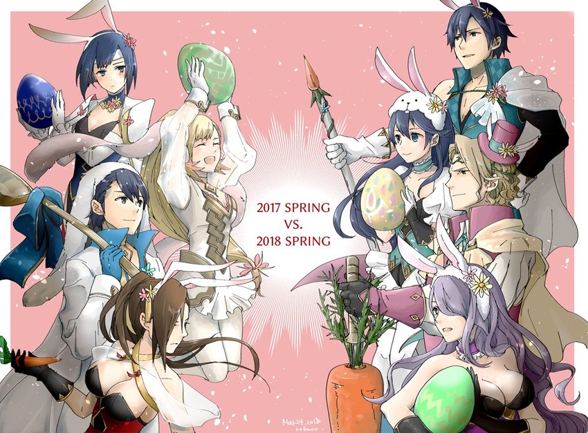 lucina, camilla, chrom, xander, kagero, and 3 more (fire emblem and 4 more) drawn by robaco