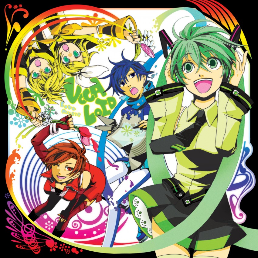 hatsune miku, kagamine rin, kagamine len, kaito, and meiko (vocaloid) drawn by atarashi