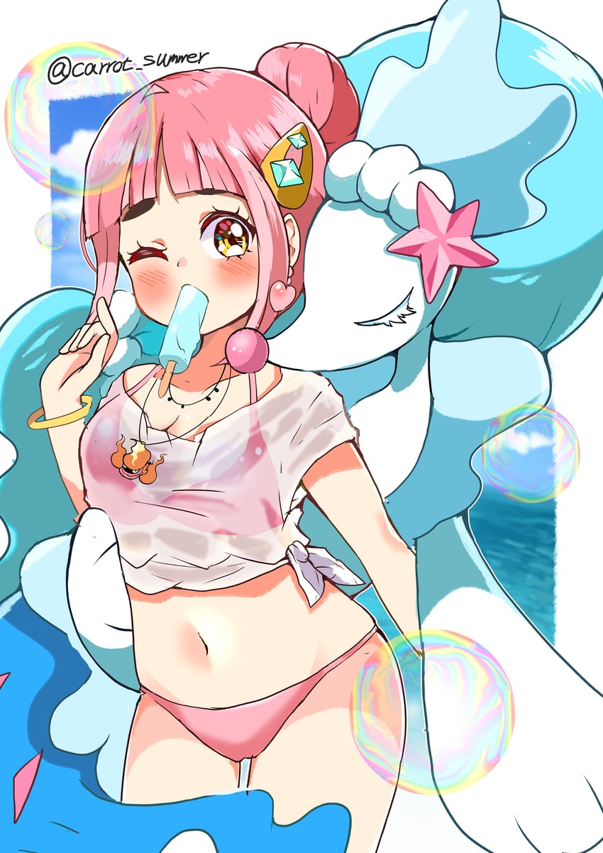 lacey, primarina, and magmortar (pokemon and 1 more) drawn by carrot_summer