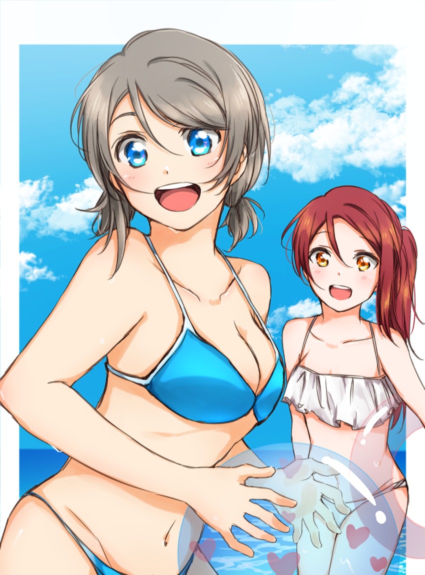 watanabe you and sakurauchi riko (love live! and 1 more) drawn by yuchi_(salmon-1000)