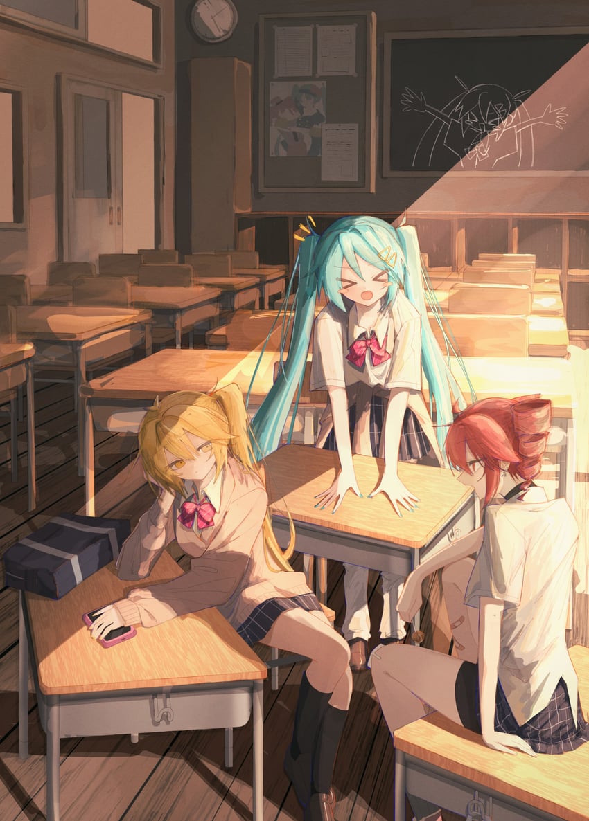 hatsune miku, kasane teto, and akita neru (vocaloid and 3 more) drawn by h44ne1