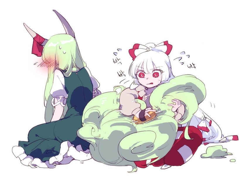 fujiwara no mokou, kamishirasawa keine, and ex-keine (touhou) drawn by newbokk