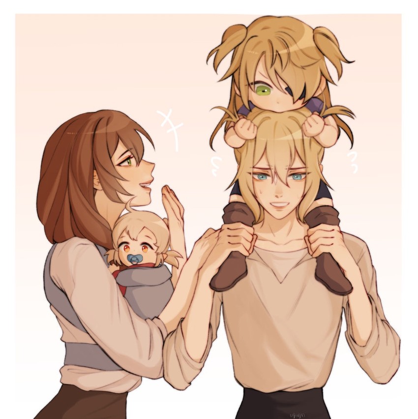 klee, fischl, jean, and lisa (genshin impact) drawn by ujugn