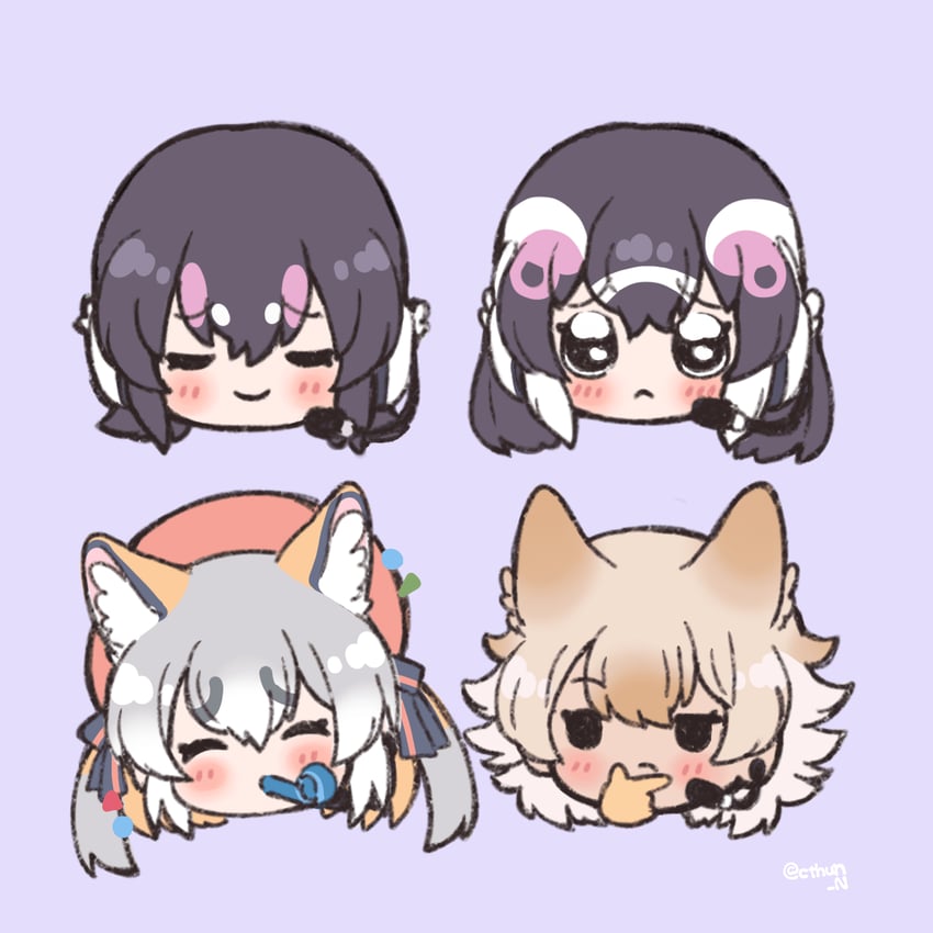 island fox, humboldt penguin, coyote, and african penguin (kemono friends and 1 more) drawn by cthun_n