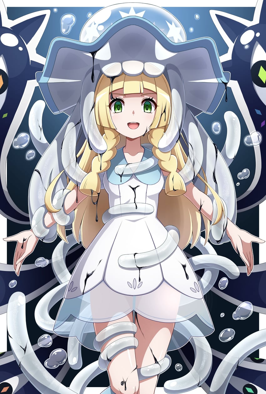 lillie and nihilego (pokemon and 1 more) drawn by shabana_may