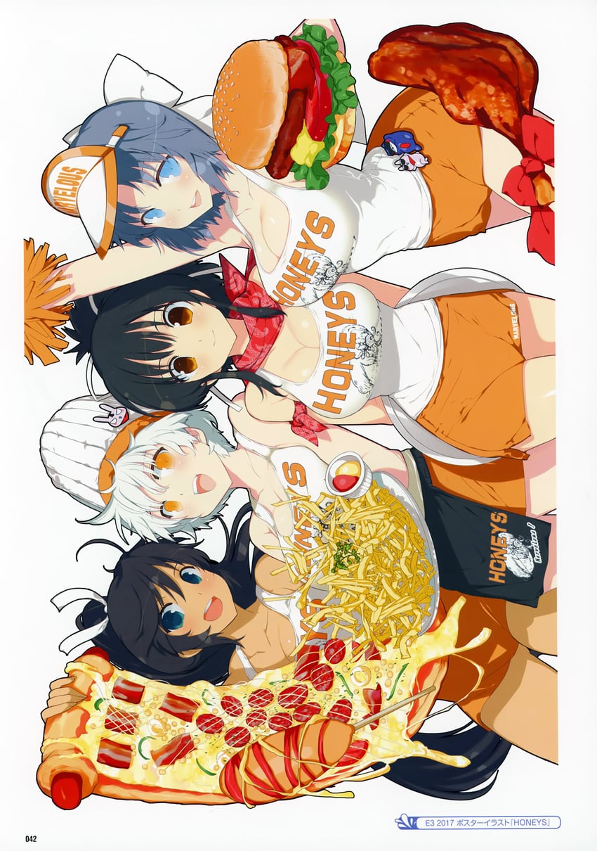 yumi, asuka, homura, miyabi, bebe-tan, and 1 more (senran kagura and 5 more) drawn by yaegashi_nan