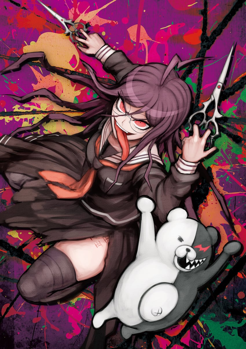 monokuma, fukawa toko, and genocider shou (danganronpa and 1 more) drawn by shimadoriru