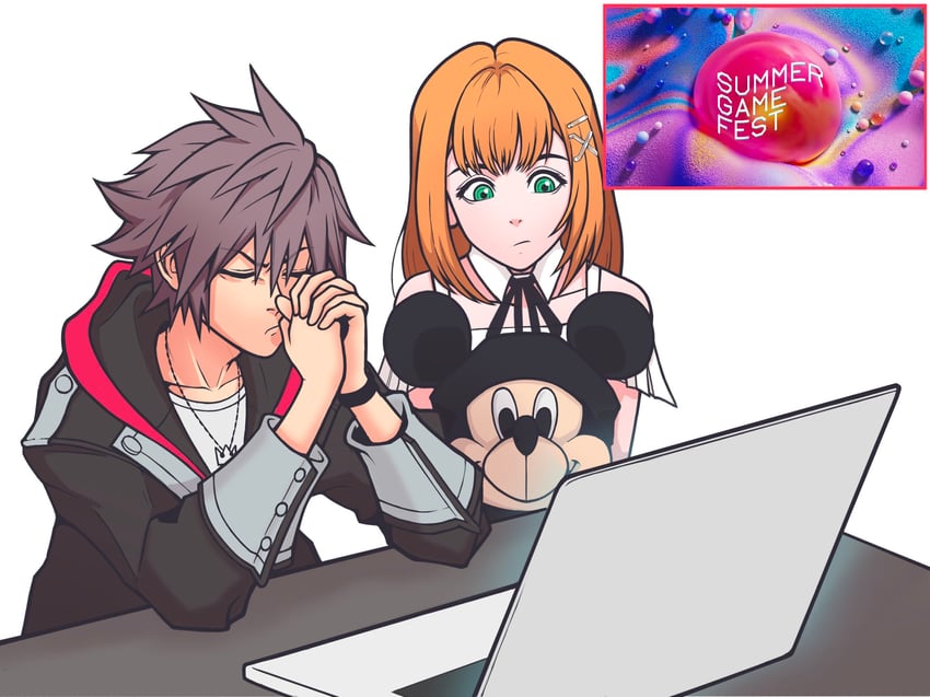 sora, mickey mouse, and strelitzia (kingdom hearts and 1 more) drawn by kikufukuslayer